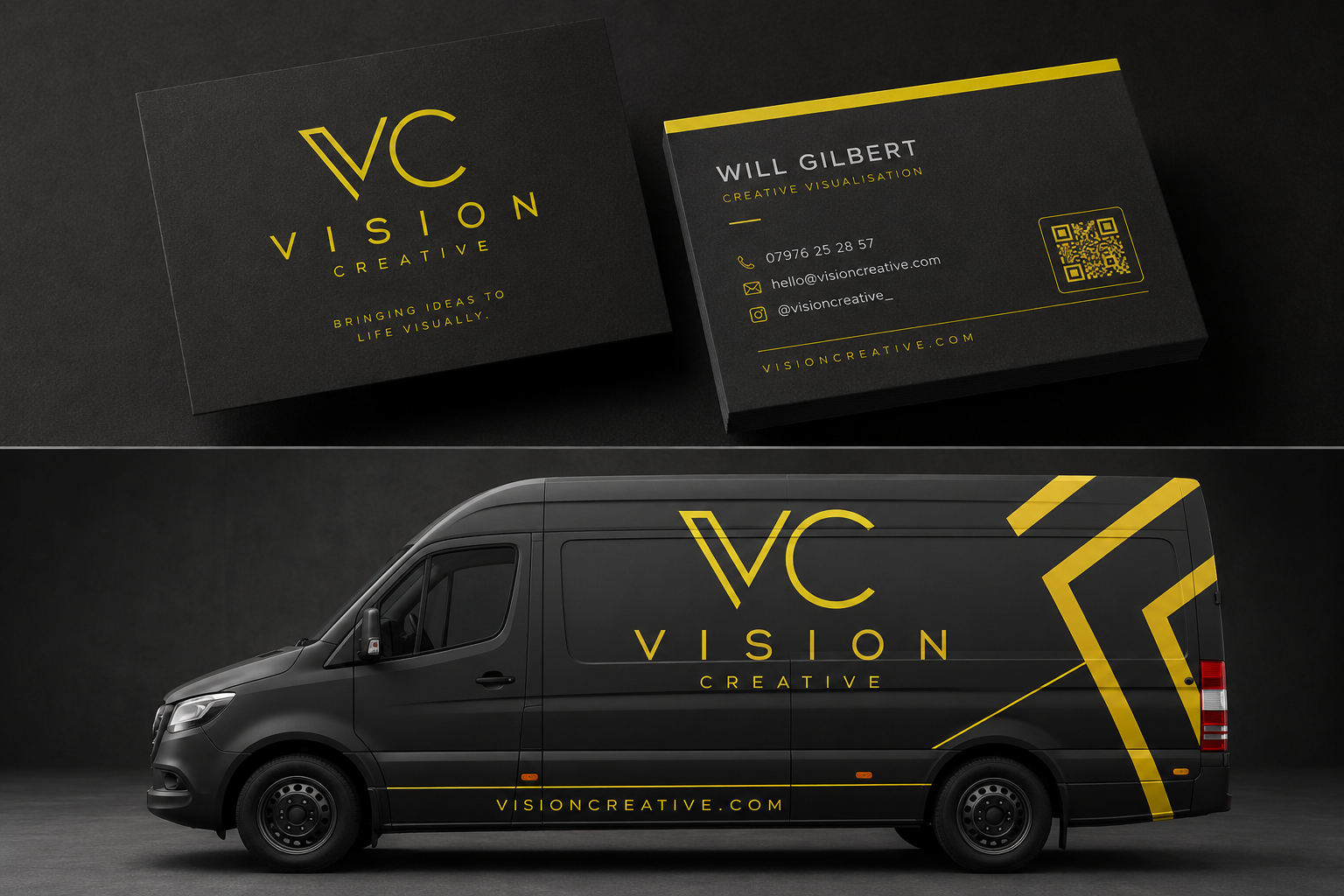Vision Creative branded business cards and fleet livery