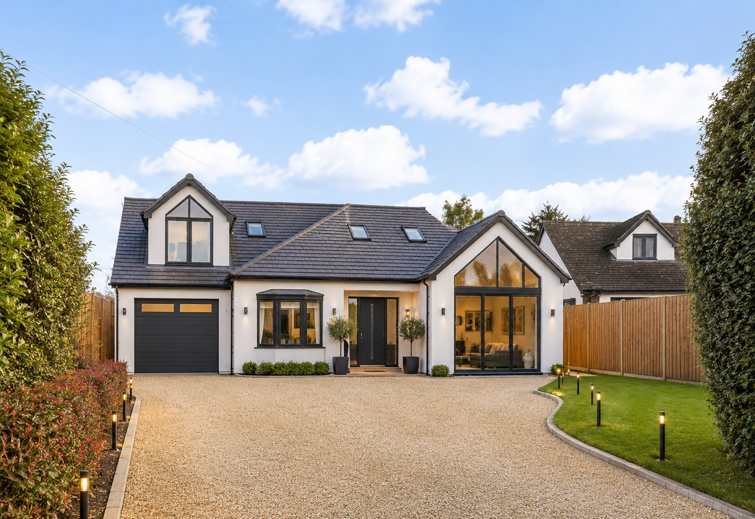 Architectural visualisation of a contemporary home at dusk
